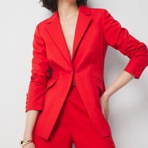 WHBM $195 One-Button Blazer Jacket Red Flamenco 8 12